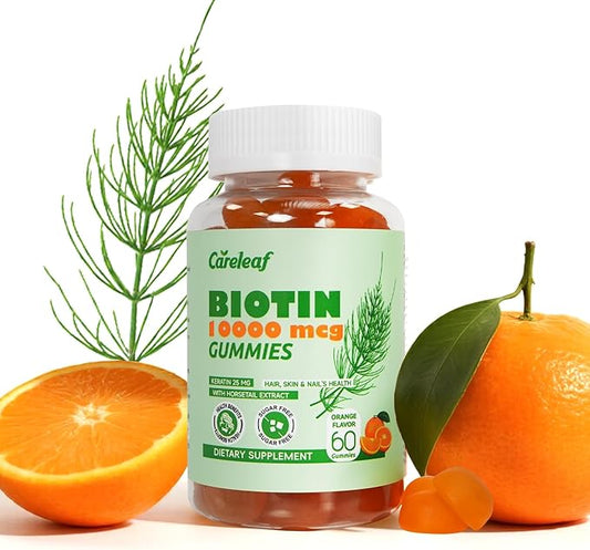 Sugar Free Biotin Gummy Hair, Nails & Skins Gummies-2500mcg Enhanced Hair, Skin & Nails Supplement Orange Flavor 60 Cts/Bottle