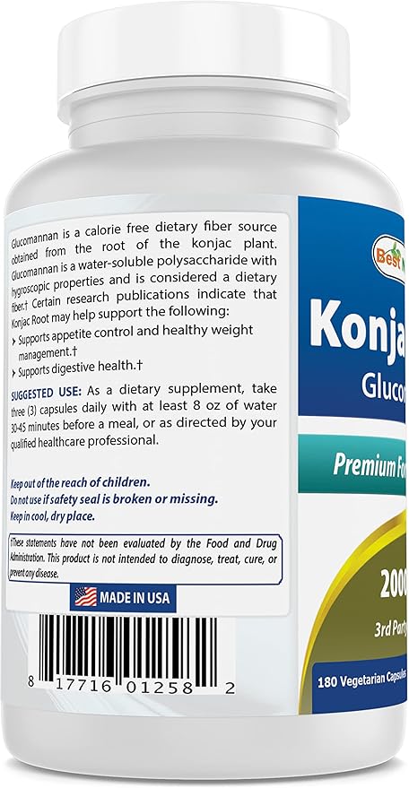 Best Naturals Konjac Root 2000mg, 180 Count