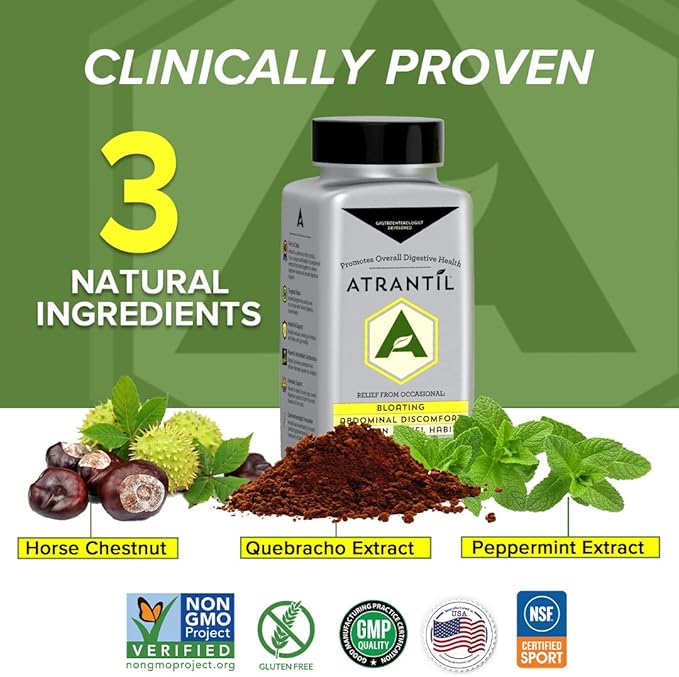 Atrantil 90 Capsules-Antioxidant Packed Polyphenol for Bloating and Gas Relief, Abdominal Discomfort, Constipation, Diarrhea, Postbiotic, Change in Bowel Habits and Everyday Digestive Health.