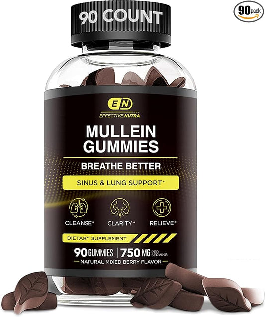 9in1 Mullein Gummies | Lung and Sinus Support for Cleanse, Clarity, and Relief | Vegan, Gluten-Free, Non-GMO Supplement | Natural Berry Flavor, 45-Day Supply, Made in USA (90ct)