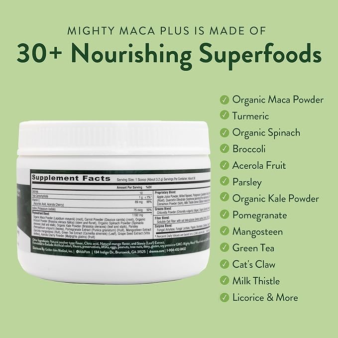 Mighty Maca Plus Mango by Dr. Anna Cabeca – Superfood Greens Powder for Daily Energy & Vitality – Sugar-Free, Vegan, Alkaline, 30-Day Supply