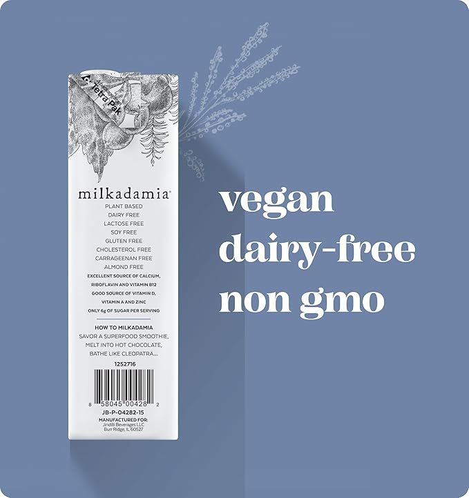 milkadamia Macadamia Milk - Creamy - 32 Fl Oz (Pack of 6) - Lactose Free, Vegan, Shelf Stable, Plant Based, Non Dairy, Dairy Free