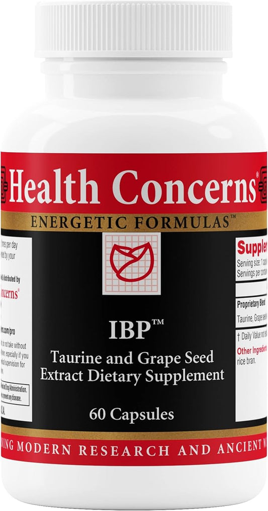 Health Concerns IBP – Heart Health Supplement with Taurine & Grape Seed Extract – Blood Pressure Support – Antioxidant Cardiovascular Circulation Formula – Cholesterol Metabolism – 60 Capsules