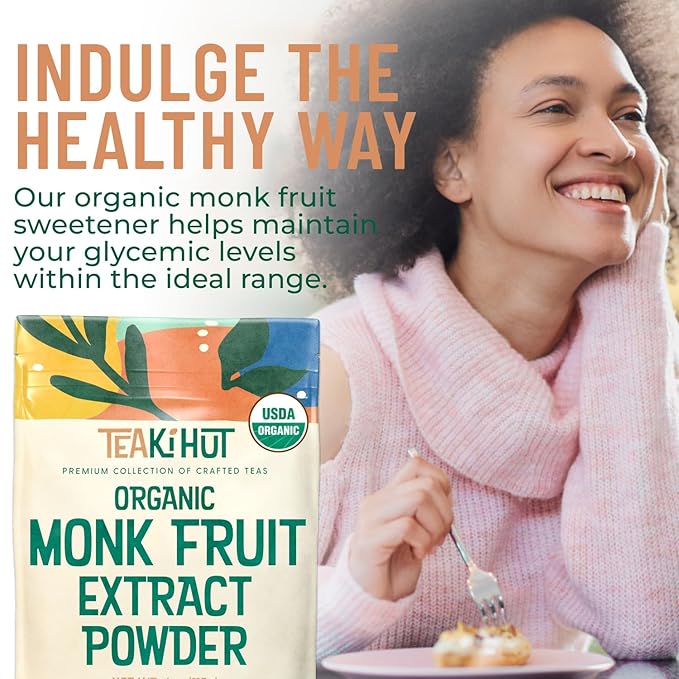Organic Pure Monk Fruit Sweetener, No Erythritol 4oz, 100% Monk Fruit Extract Organic Powder for Keto and Paleo Diet, No Aftertaste, Zero Calories, Zero Carbs, Pure Monk Fruit Powder, 322 Servings