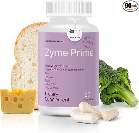 Zyme Prime - 90 Capsules - Digestive Enzymes Women & Men Enzyme, Digestion for Carb, Fat & Protein Breakdown, Helps Intolerances, Bloating & Gas, Digestive Health Supplement