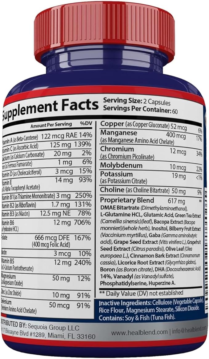 Neuro Plus Brain & Focus Formula - Brain Booster Supplement, Supports Mental Clarity & Focus - Enhances Concentration & Mental Energy – 120 Capsules (3 Pack)