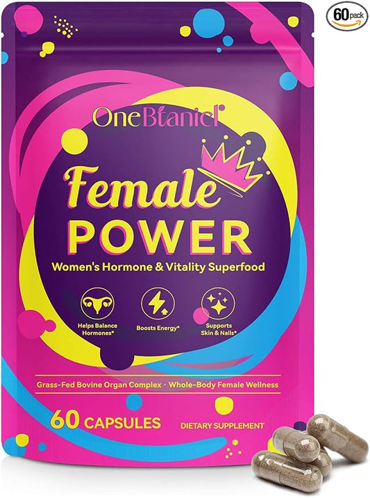 Beef Organ Supplement for Women, Natural Grass Fed Beef Liver Capsules,Supports Feminine Hormone Balance, Menstruation, Immunity, Skin, B12, Energy & Wellness