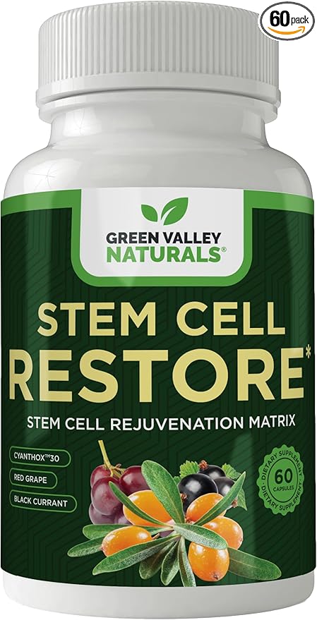 Stem Cell Supplement - Organic Tibetan Sea Buckthorn-Resveratrol, Vitamin D, Bishop's Hat Extract (1 Bottle, 60 Count)