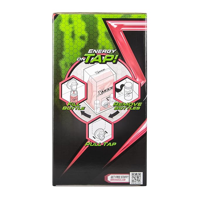 XMODE Energy Shots on Tap (Watermelon Slyce Flavor) – 100 Serving Dispenser with Refillable Bottles for On-Demand Energy at 150mg Caffeine Per Oz