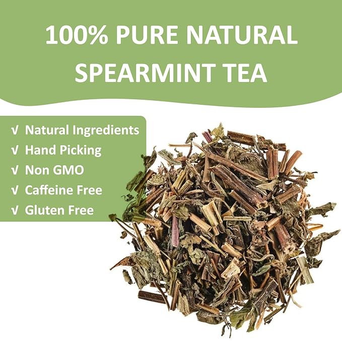 Ovikaso Tea, Spearmint Tea Bags, 50 Pyramid Tea Bags, 2g/bag, Natural Spearmint Leaves, Direct from Source, Brew Hot or Iced Tea, Baking, Cocktail, Rich in Antioxidants, Herbal Tea