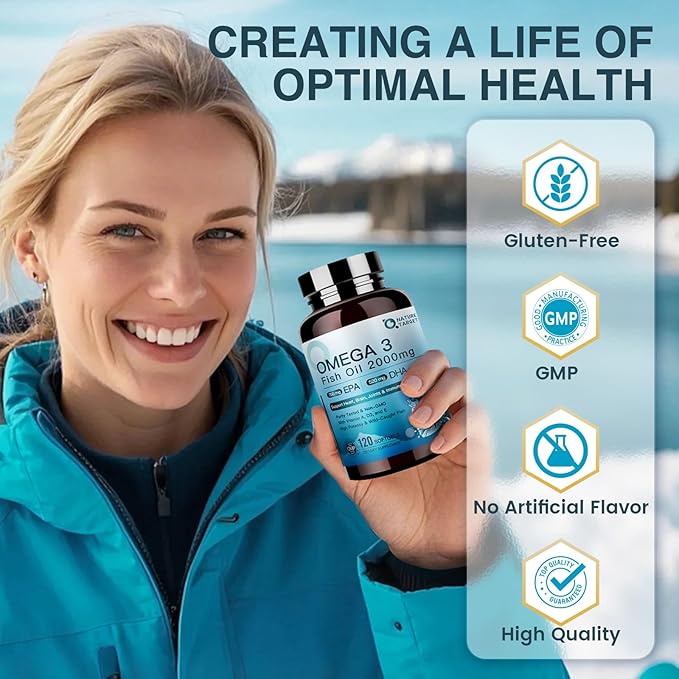 Triple Strength Omega 3 Fish Oil 2000 mg - EPA & DHA - Premium Burpless Fish Oil Omega 3 Supplements