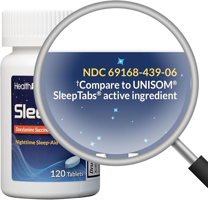 HealthA2Z® Sleep Aid | Doxylamine Succinate Tablets 25mg | 120 Counts (Pack of 1)