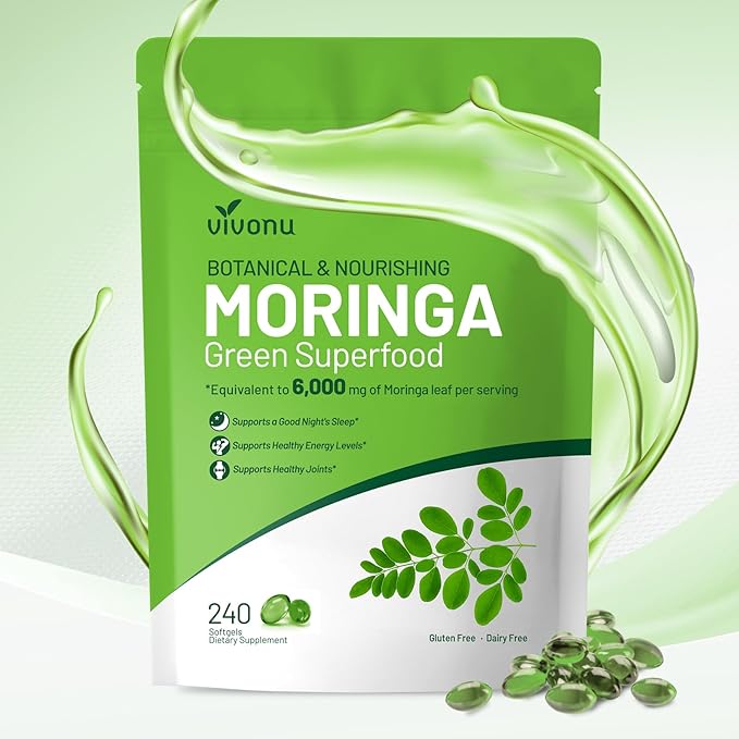 Moringa Capsules | Pure Moringa Leaf Extracts, Energy, Skin & Gut Health Superfood, Rich in Antioxidants, Essential Vitamins & Amino Acids, Natural Green Superfood Supplement