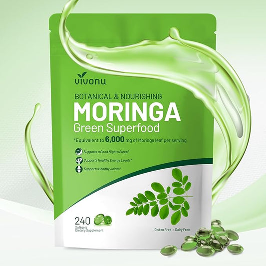 Moringa Capsules | Pure Moringa Leaf Extracts, Energy, Skin & Gut Health Superfood, Rich in Antioxidants, Essential Vitamins & Amino Acids, Natural Green Superfood Supplement