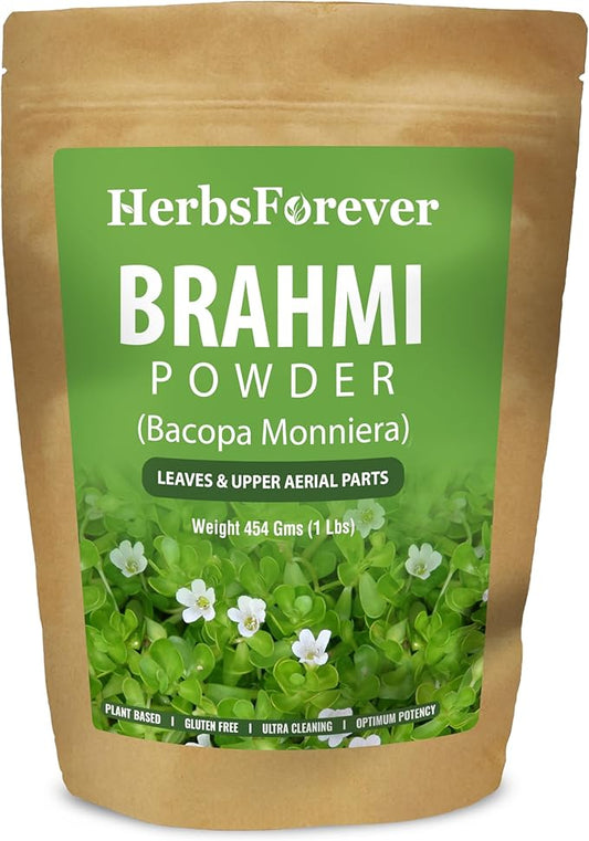 Brahmi Powder I 100% Pure Bacopa Monnieri I Natural Herbal Supplement – Non-GMO, Vegan, Gluten-Free I Supports Wellness – Premium Quality 454 GMS