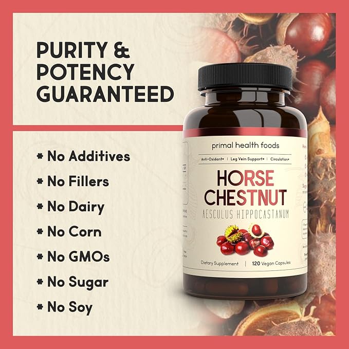 Horse Chestnut Extract 500 mg 120 Servings | Varicose Veins and Blood Vein Health | Vegetarian, Non-GMO & Gluten Free