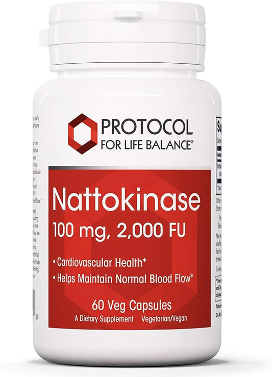 Protocol Nattokinase - 100mg Nattokinase Supplement - for Heart Health & Blood Circulation* - Kosher & Dairy Free - 60 Veg Caps