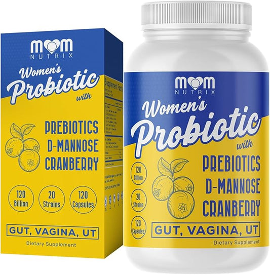 Probiotic for Women - Vaginal, Gut, UT, pH Balance, Feminine & Digestive Health - Prebiotics with Probiotics, Cranberry, D-mannose - Bifidobacterium and Lactobacillus - 120 Capsules
