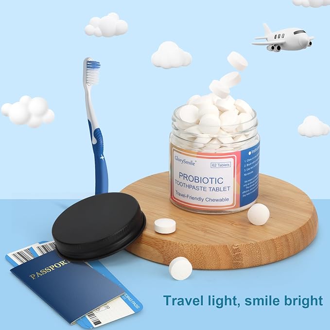 Toothpaste Tablets, Nano Hydroxyapatite with Probiotics, Fluoride & Plastic Free, Eco & Travel Friendly Size, Remineralizing Chewable Toothpaste Tabs - 62ct, Mint