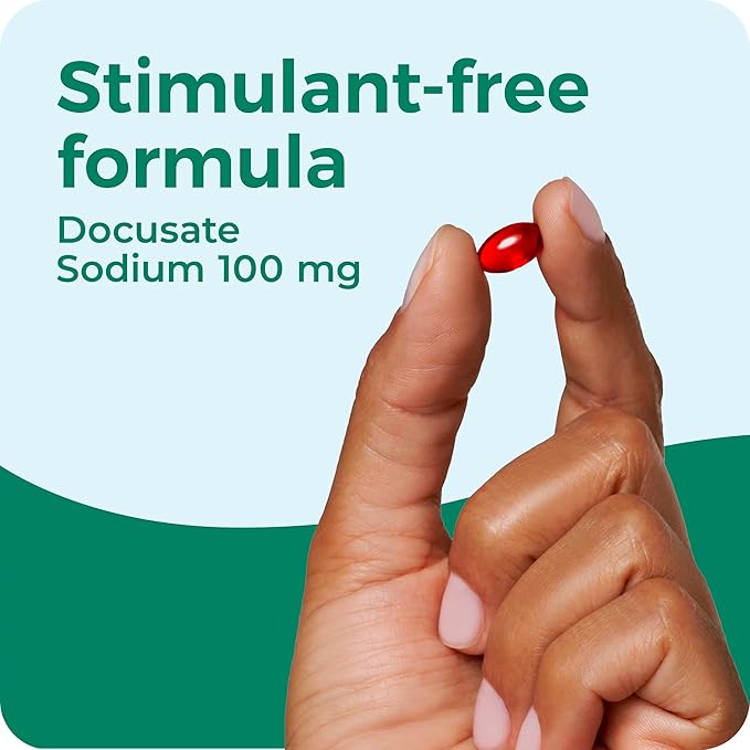 Dulcolax Stool Softener Laxative Liquid Gel Capsules, Gentle Constipation Relief for Hard, Dry Stools, Docusate Sodium 100 mg, 100 Count, 2 pk