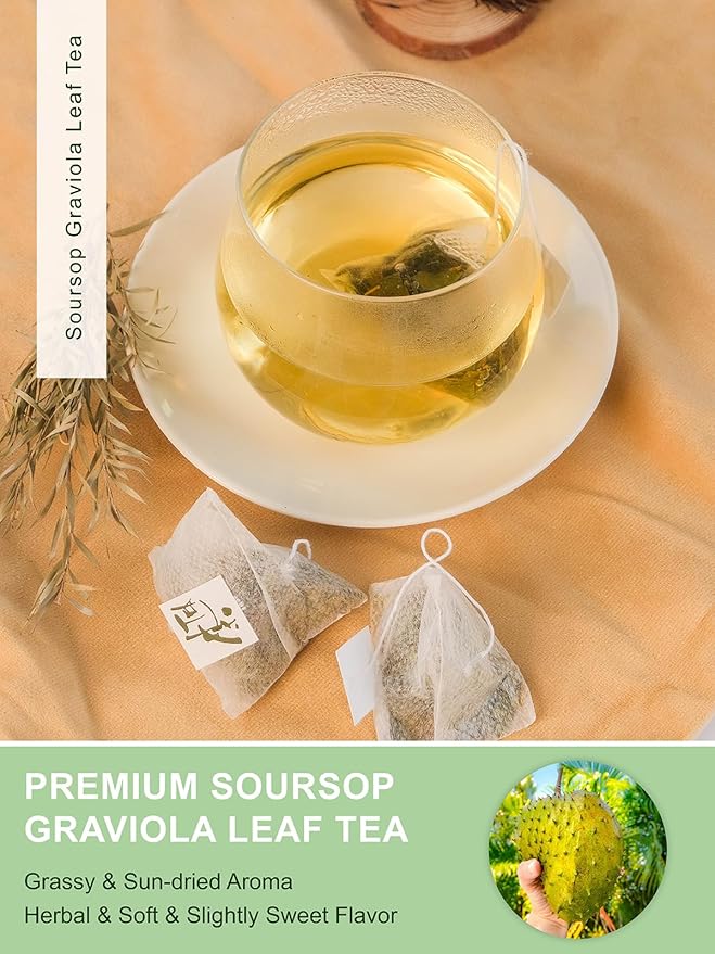 TeeLux Soursop Graviola Leaf Tea Bags, Natural Soursop Leaves Tea, Mild & Smooth Taste, Caffeine Free, 50 Count