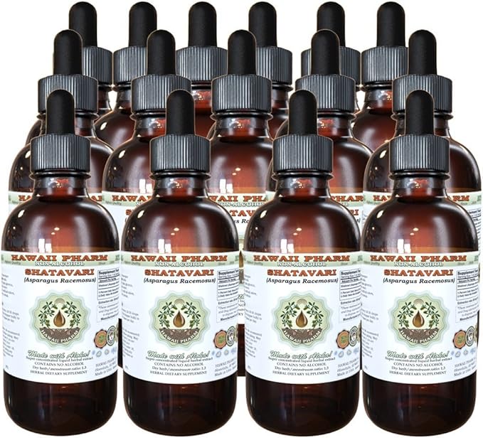 Hawaii Pharm Shatavari Alcohol-Free Liquid Extract, Shatavari (Asparagus Racemosus) Root Glycerite Natural Herbal Supplement, USA 15x4 fl.oz