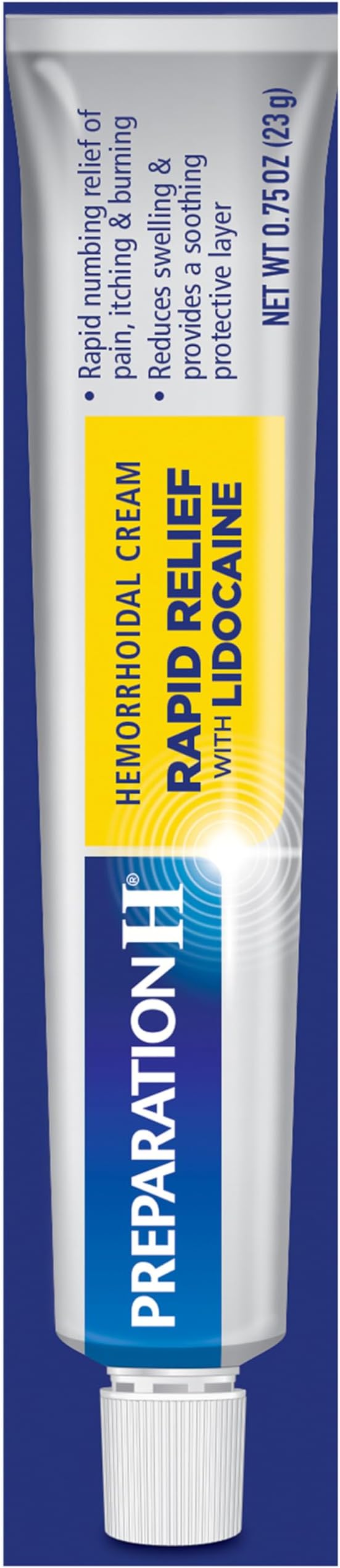 Preparation H Rapid Relief Hemorrhoid Cream with Lidocaine, Numbing Relief for Swelling, Pain, Burning and Itching - 0.75 Oz Tube