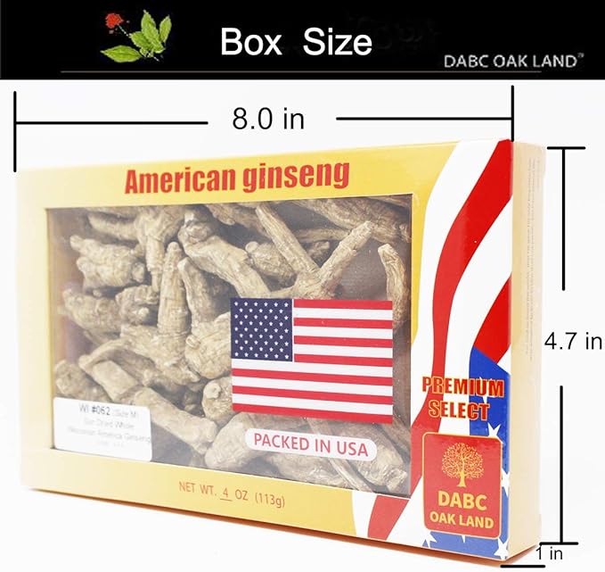 Hand-Selected American Wisconsin Farmed Ginseng Root 美国威斯康辛州 长枝西洋参 花旗参 | Cultivated Wisconsin American Ginseng (Medium 4oz/Box)