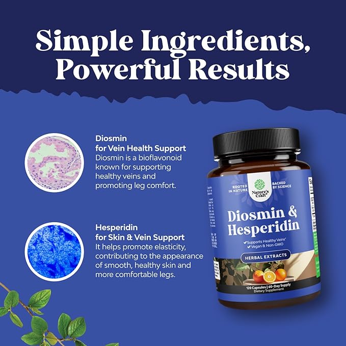 Diosmin Hesperidin 1000mg Complex for Circulation - Hesperidin & Diosmin Complex 1000mg from Bitter Orange for Vein Support - ISO 17025 Lab Tested - Vegan Non-GMO & Gluten Free (2 Month Supply)