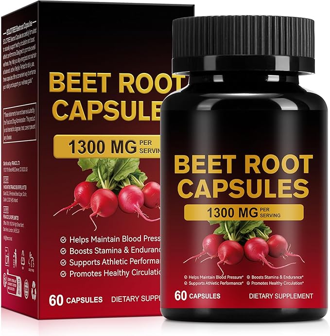 Beetroot Capsules, 100% Pure Natural 1300mg Beetroot Extract Capsules for Helping Maintain Blood Pressure-Non GMO, Veagn Friendly-Support Supplement
