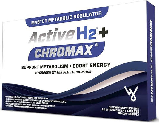 Active H2+ Chromax – Hydrogen Water Tablets with Chromium – Supports Metabolism and Energy – Molecular Hydrogen and Chromium Supplement – 30 Tablets