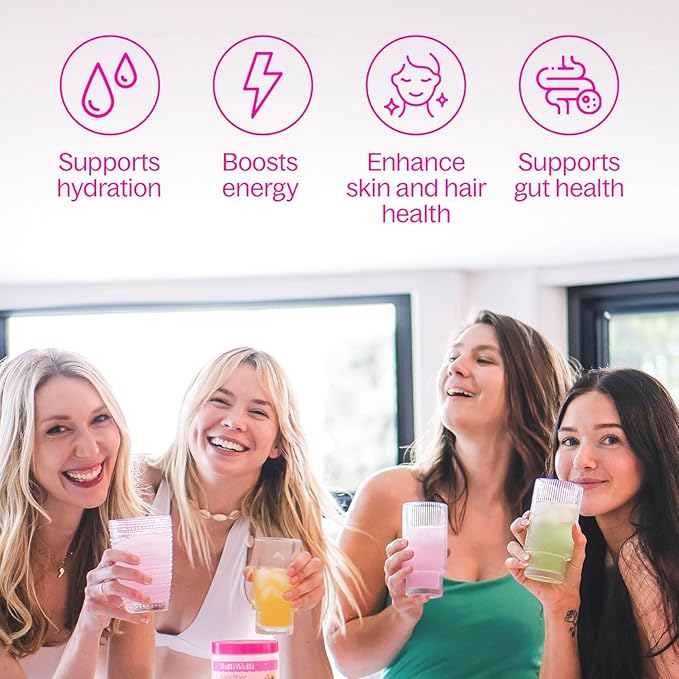 Fiber Supplement, Probiotics Fiber Powder Travel Pack for Women with Collagen & Electrolytes for Daily Gut Health & Debloating, Tropical Breeze, 10 Packets