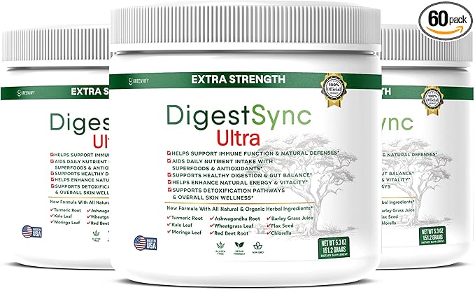 DigestSync Ultra Extra Strength Digestive Support Supplement with Organic Superfoods, 5.3 oz, 28 Servings (3)