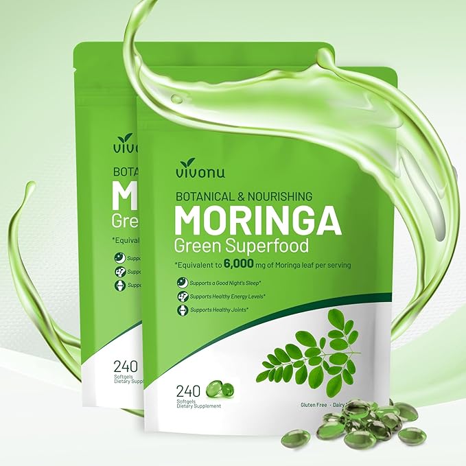 Moringa Capsules | Pure Moringa Leaf Extracts, Energy, Skin & Gut Health Superfood, Rich in Antioxidants, Essential Vitamins & Amino Acids, Natural Green Superfood Supplement