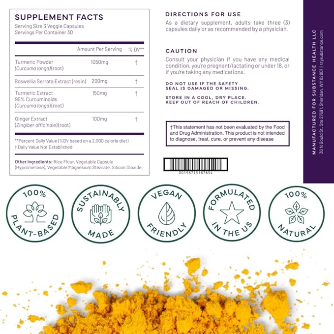 Nature’s Relief | Turmeric Supplement to Improve Body, Muscle & Joint Aches | Pure Turmeric Curcumin Supplement Organic, Boswellia & Ginger | Ease Discomfort & Increase Mobility | Non-GMO 30 Servings