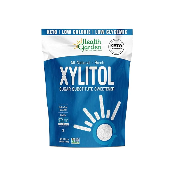 Health Garden Birch Xylitol Sweetener - 3 LBS Resealable Bag - Pure Birch Xylitol - Non GMO, Kosher, and Made in the U.S.A. - Ideal Powdered Sugar Substitute - Non-GMO Sugar Alternative