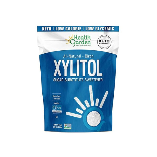 Health Garden Birch Xylitol Sweetener - 3 LBS Resealable Bag - Pure Birch Xylitol - Non GMO, Kosher, and Made in the U.S.A. - Ideal Powdered Sugar Substitute - Non-GMO Sugar Alternative