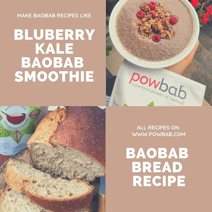 powbab Organic Baobab Superfruit Powder, Fair Trade, Raw - 6 oz pouch, 39 servings