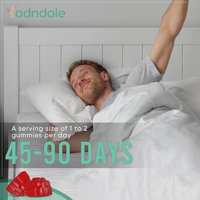 Adndale 90ct 15-in-1 Magnesium Glycinate Gummies 400 mg/serv- with Magnesium Malate, Ashwagandha, Tart Cherry, Magnolia Bark, Lemon Balm, Passionflower, Chamomile, L-Theanine, Zinc, Vitamin K2 & D3