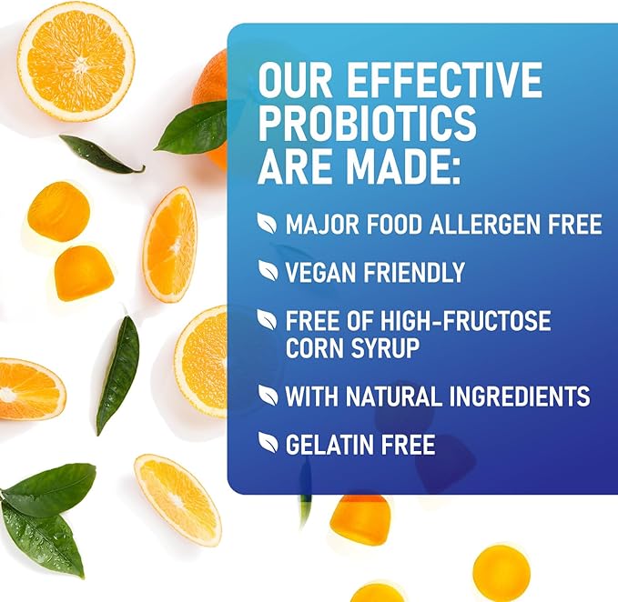 Probiotic Gummies for Women, Men & Teens - 5 Billion CFUs, 6 Pro Biotic Strains - Daily Probiotic Gummy Supplement for Natural Digestive Health, “Good” Gut & Immune Support, Orange Flavor - 120 Count