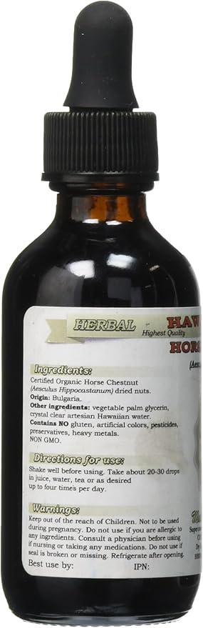 Horse Chestnut Alcohol-Free Liquid Extract, Organic Horse Chestnut (Aesculus hippocastanum) Dried Nuts Glycerite 2 oz