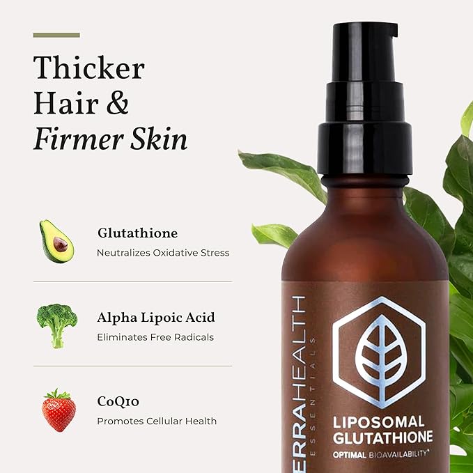 Terra Health Essentials - Liposomal Glutathione - Supports Immunity, Skin, Hair, and Healthy Aging - Maximum Absorption Glutathione Supplements - 30 Day Supply