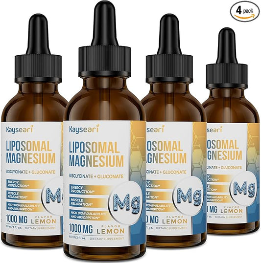 High Strength Liposomal Magnesium Drops, Easily Absorbed Chelated Forms of Magnesium Bisglycinate and Magnesium Gluconate, Supports - Sleep Aid, Stress, Mood, Gut - 60ML Lemon Flavored Liquid Drops