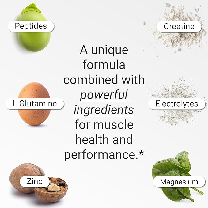 FLT Muscle Supplement with Clinically Proven Ingredients for Muscle Strength, Recovery, Endurance & Muscle Mass Maintenance - with Peptides, Creatine, Magnesium, Zinc & Electrolytes – 30 Servings