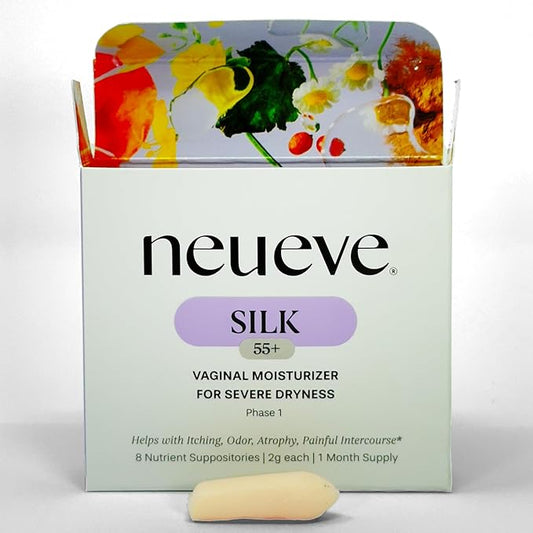 NeuEve Silk Age 55+ Vaginal Suppositories for Menopause Relief, Vaginal Dryness, Irritation & Itching, with All-Natural Ingredients, Phase 1 | 8 Count | 1-Month Supply