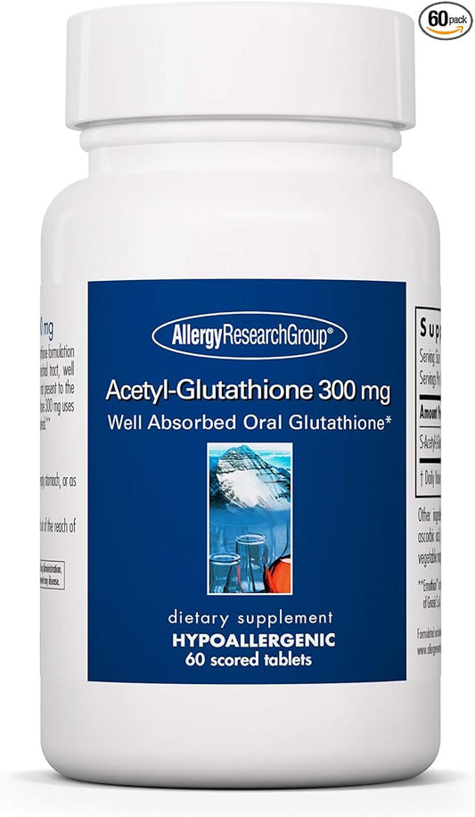 Allergy Research Group Acetyl-Glutathione - S-Acetyl-L-Glutathione, Well Absorbed Oral Immune Support, 300 mg Supplement - 60 Count