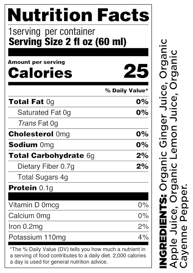 Pomona Organic Juices Ginger Shot (Pack of 12), Kosher, Non GMO, Cold-Pressed, 2 oz Glass Bottles