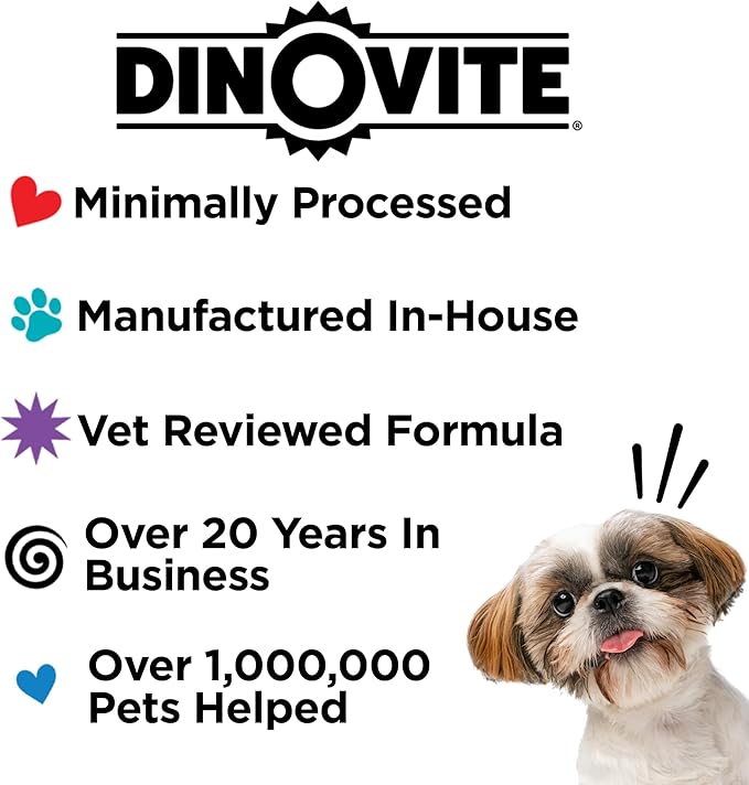 Dinovite 3 in 1 Probiotic for Medium Dogs, Skin & Coat, Digestive Health & Joint Relief, Dog Food Toppers, Immune Support, Allergy Relief & Itch Relief Skin Care, 30 Servings (18-45lb)