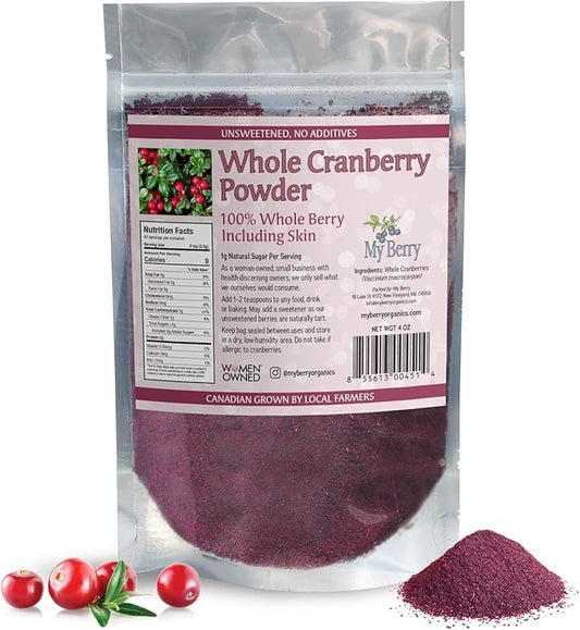 Unsweetened Cranberry Powder | No Additives | Grown in North America | 1g Natural Sugar Per Serving | Woman-Owned Small Business | 4oz
