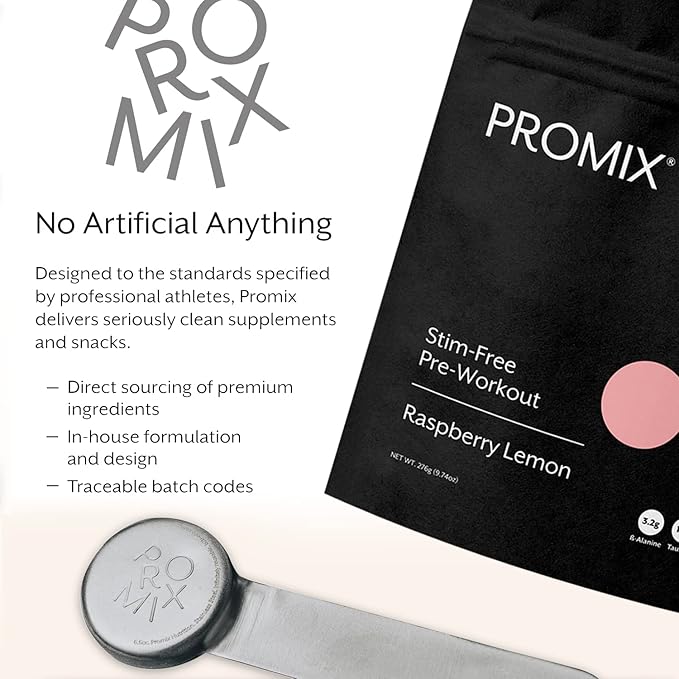 ProMix Nutrition Stim-Free Pre-Workout Powder, Raspberry Lemon - 274g - Maximize Focus, Energy & Performance - Vitamin B12, Taurine, Beta-Alanine & L-Tyrosine - 30 Servings (Pack of 1)